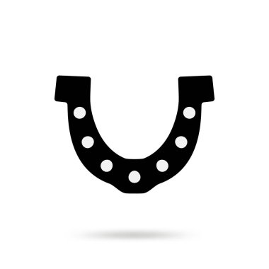 Basit siyah at nalı vektör simgesi beyaz arka plan üzerinde izole. At Ayakkabı siluet uluslararası iyi şanslar sembolü olarak. Servet ve başarı işareti