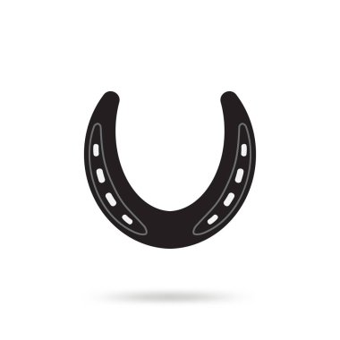 Basit siyah at nalı vektör simgesi beyaz arka plan üzerinde izole. At Ayakkabı siluet uluslararası iyi şanslar sembolü olarak. Servet ve başarı işareti