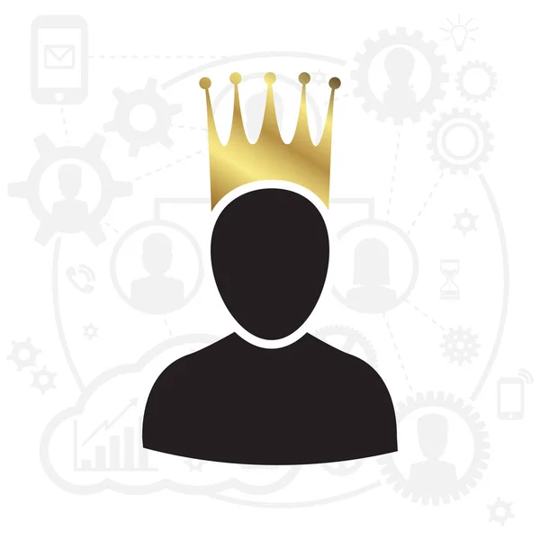 Admin Privilegiertes Profil Mit Goldkrone Vektor Illustration Vip King Benutzersymbol — Stockvektor