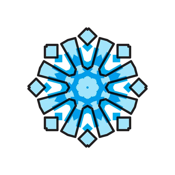 Icona Blu Fiocco Neve Isolata Sfondo Bianco Elemento Fiocco Neve — Vettoriale Stock