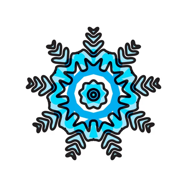Snowflake Blue Icon Isolated White Background Xmas Snow Flake Element — Stock Vector