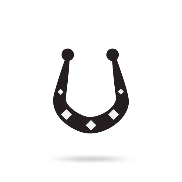 Egyszerű Fekete Horseshoe Vector Icon Elszigetelt Fehér Background Cipő Sziluett — Stock Vector