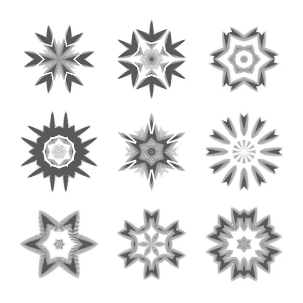 Чорні Значки Сніжинки Ізольовані Білому Тлі Снігові Пластівці Зимового Дизайну — стоковий вектор