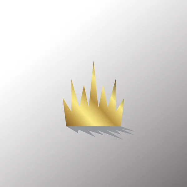 Icono Corona Oro Estilo Plano Con Sombra Golden Royal Symbol — Vector de stock