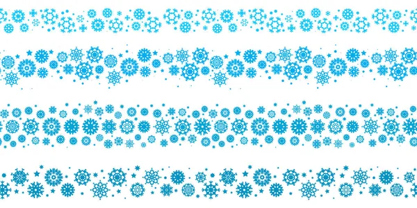 Flanc Neige Bleu Vecteur Frontières Sans Couture Des Lignes Isolées — Image vectorielle