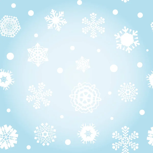 Strahlend Blauer Hintergrund Mit Schneeflocken Vektor Schneefall Wintermuster Blauer Schnee — Stockvektor