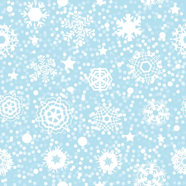 Fond Bleu Vif Avec Flocons Neige Chute Neige Vectorielle Modèle — Image vectorielle