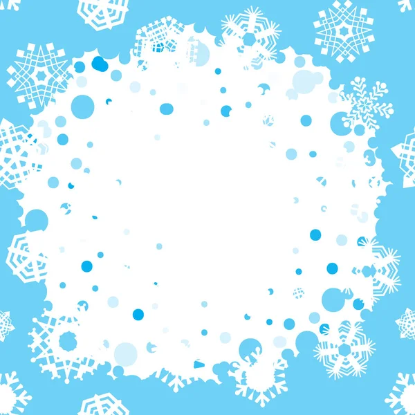 Fond Bleu Vif Avec Flocons Neige Chute Neige Vectorielle Modèle — Image vectorielle