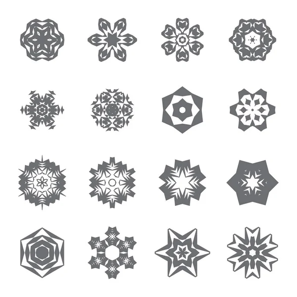 Set Simple Snowflake Icon Isolated White Background Snow Flake Elements — Stock Vector