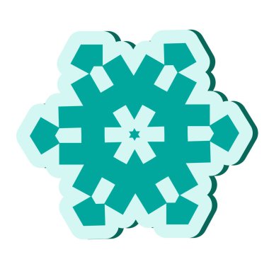 Beyaz arka plan üzerinde izole basit mavi kar tanesi simgesi. Noel Kış tasarım ve yeni yıl dekorasyon, buzdolabı vektör simgeler veya bir gölge ile logo için kar pul öğe