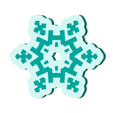 Beyaz arka plan üzerinde izole basit mavi kar tanesi simgesi. Noel Kış tasarım ve yeni yıl dekorasyon, buzdolabı vektör simgeler veya bir gölge ile logo için kar pul öğe