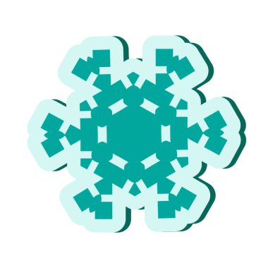 Beyaz arka plan üzerinde izole basit mavi kar tanesi simgesi. Noel Kış tasarım ve yeni yıl dekorasyon, buzdolabı vektör simgeler veya bir gölge ile logo için kar pul öğe