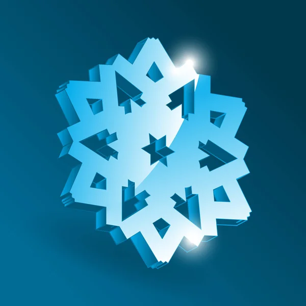 Vector Isometric Snowflake Icon Various Perspective Shapes Simple Blue Snow — Stock Vector