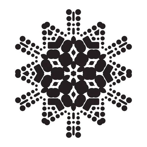 简单的雪花图标 带有点和圆形元素 在白色背景上被隔离 雪片元素为圣诞冬季设计和新年装饰 冰箱矢量符号或徽标 — 图库矢量图片