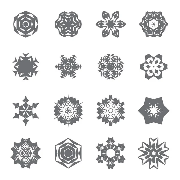 Set Simple Snowflake Icon Isolated White Background Snow Flake Elements — Stock Vector