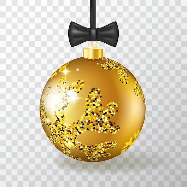 Realistiska Vektor Jul Bollen Transparent Bakgrund Med Gyllene Ornament Guld — Stock vektor