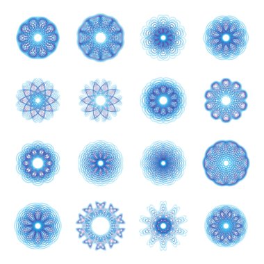 Mavi Guillochlu rozet veya Gökadasında arka plan vektör çizim. Diploma çerçeveleri, güvenlik sertifikası desen veya koruyucu para süsleme