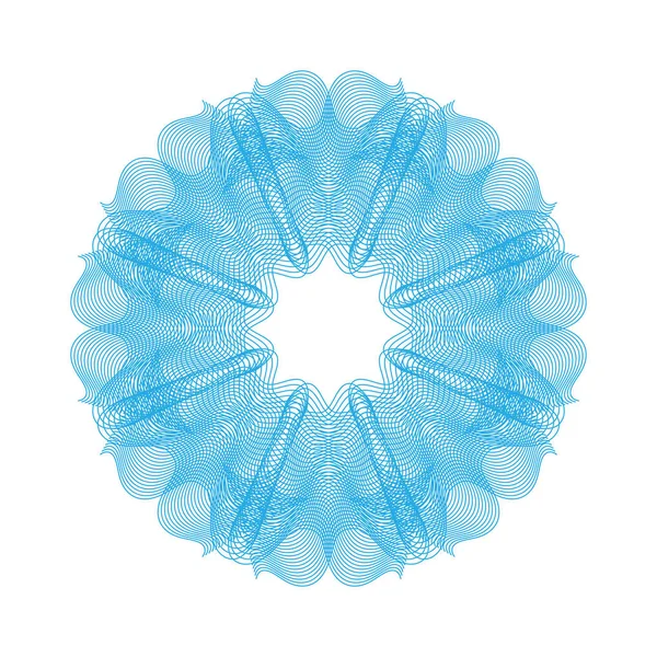 青いギョーシェ ロゼットやスパイロ グラフ背景のベクトル図ディプロマ フレーム セキュリティ証明書のパターンまたは保護金飾り — ストックベクタ