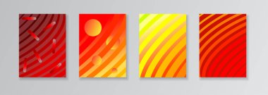 Kırmızı ve turuncu degrade ile vektör düzeni şablonları. Dergi veya sunum için kurumsal iş tasarım kapakları