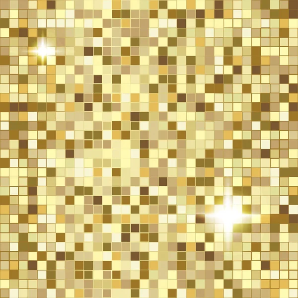 Luxuoso Fundo Mosaico Ouro Azulejos Quadrados Dourados Textura Chic Bronze — Vetor de Stock