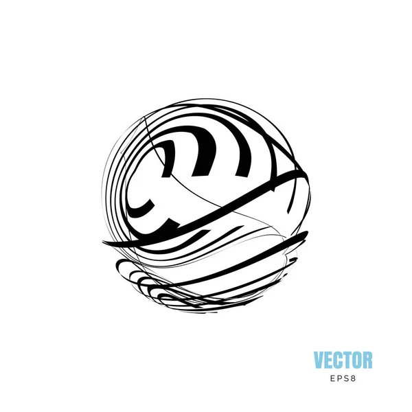 Abstrakte Kreative Monochrome Vektorkugel Logo Oder Kugelform Illustration Mit Streifen — Stockvektor