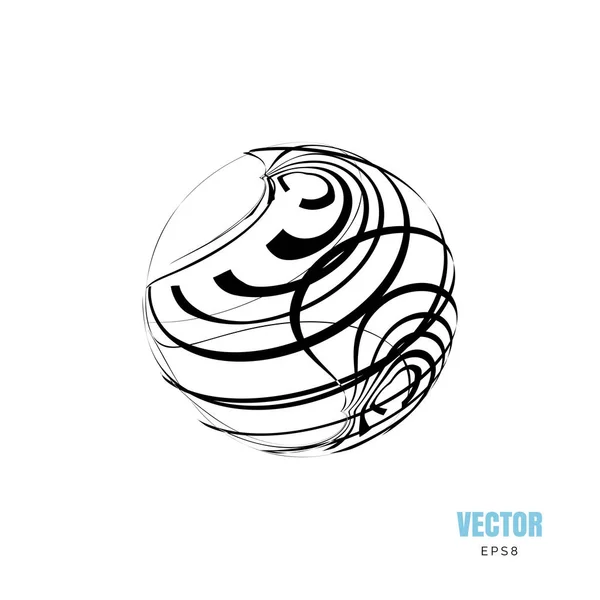 Abstracto Creativo Monocromo Vector Orbe Logotipo Esfera Forma Ilustración Con — Vector de stock