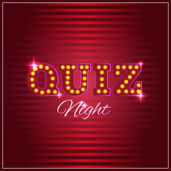 Diğer bilgiler gece Işıklı harfler kelimeler. Trivia oyun veya yarışma programı ile arka plan Işık Ampüller, vektör çizim duyuru poster için
