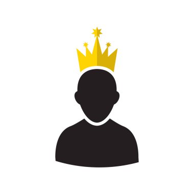 Admin profil altın taç vektör çizim ile ayrıcalıklı. VIP Kral Kullanıcı simgesinde düz stil. Öncelik müşteri genel kavram ya da Logo