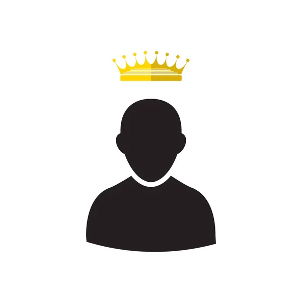 Admin Privileged Profile Gold Crown Vector Illustration Vip King User — Stock Vector