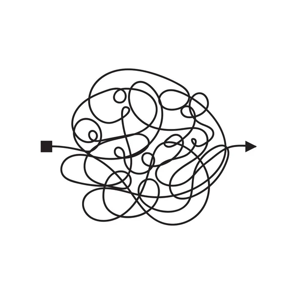 Modo Confuso Complicato Con Percorso Scarabocchiato Come Illustrazione Concetto Caos — Vettoriale Stock