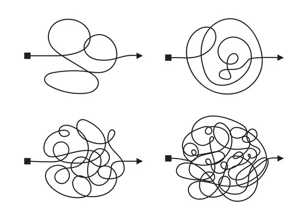 Modo Confuso Complicato Con Percorso Scarabocchiato Come Illustrazione Concetto Caos — Vettoriale Stock