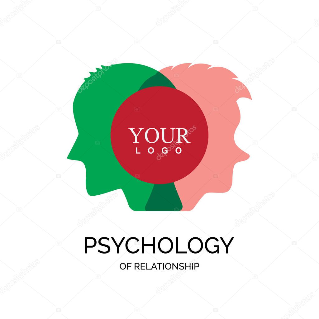 Psychology family, mental health or family rehab support concept. Couple therapy and couple psychotherapy vector logo and illustration
