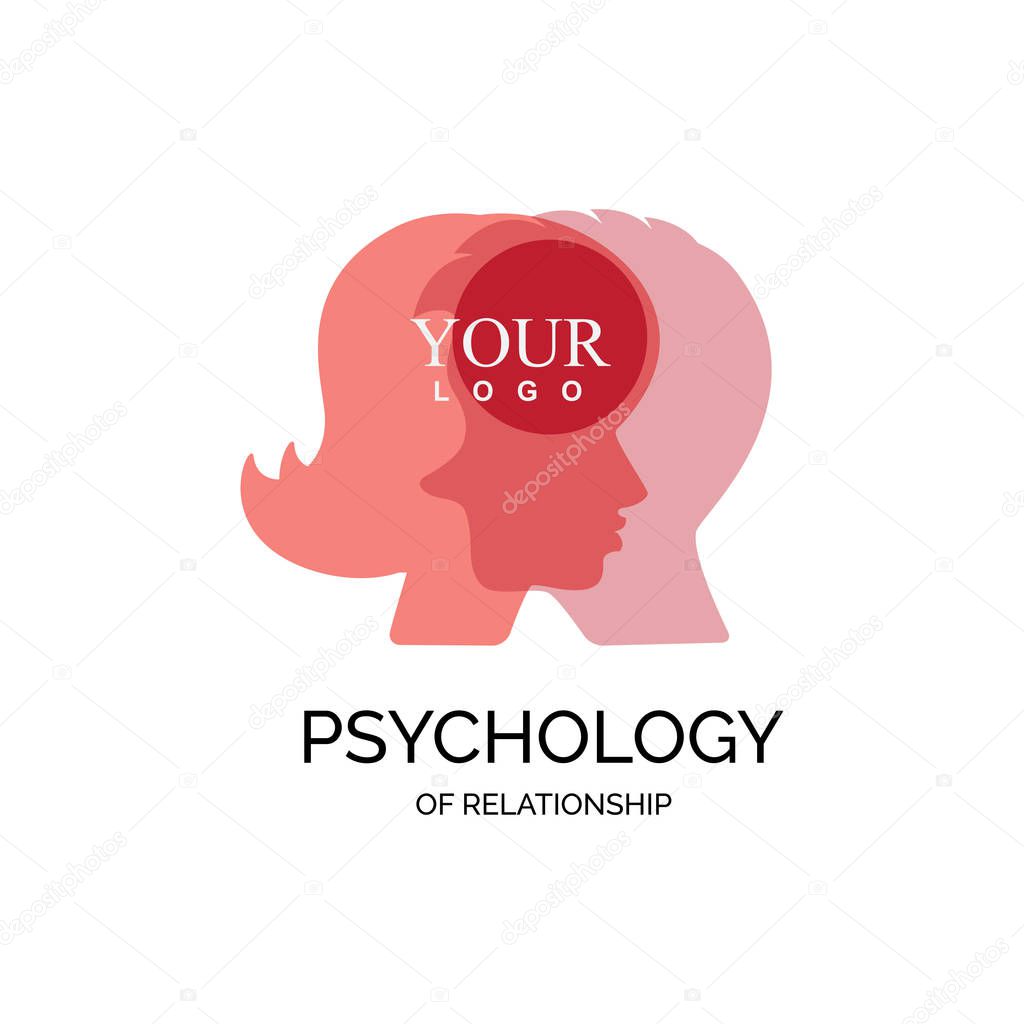 Psychology family, mental health or family rehab support concept. Couple therapy and couple psychotherapy vector logo and illustration