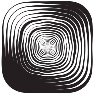 Siyah ve beyaz eşmerkezli çizgi çember arka planı. Yıkama ve fırtına konsepti ya da dalgalanma etkisinin basit vektör gösterimi