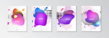 Sıvı sıvı elemanları ile vektör düzeni şablonları. Dergi veya sunum için kurumsal iş tasarım kapakları