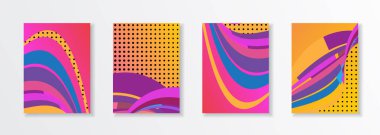 Mor ve turuncu degrade ile vektör düzeni şablonları. Dergi veya sunum için kurumsal iş tasarım kapakları