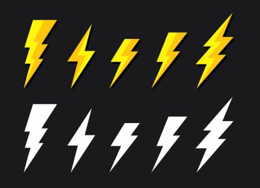 Sarı ışık grev basit vektör simge izole. Pil şarj cihazı piktogram, kavram ya da yıldırım sembolü Bolt yıldırım
