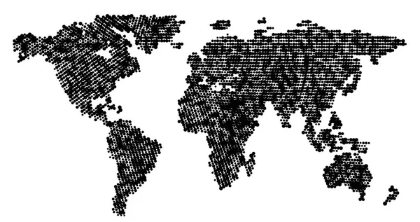 Global Vector Wereld Kaart Geïsoleerd Witte Achtergrond Eenvoudige Wereldkaart Silhouet — Stockvector