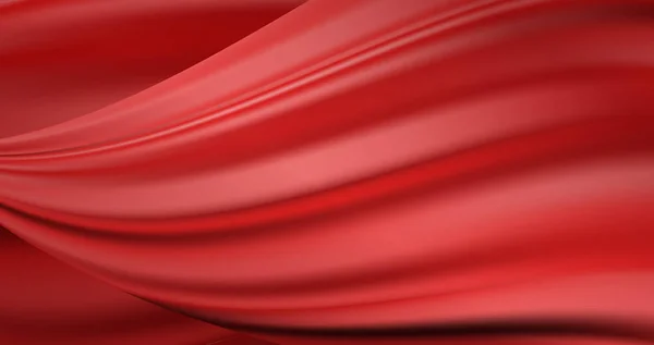 波浪豪华红色流动缎子背景 矢量朱红色丝绸面料纹理或优雅的紫色柔软棉图案 — 图库矢量图片