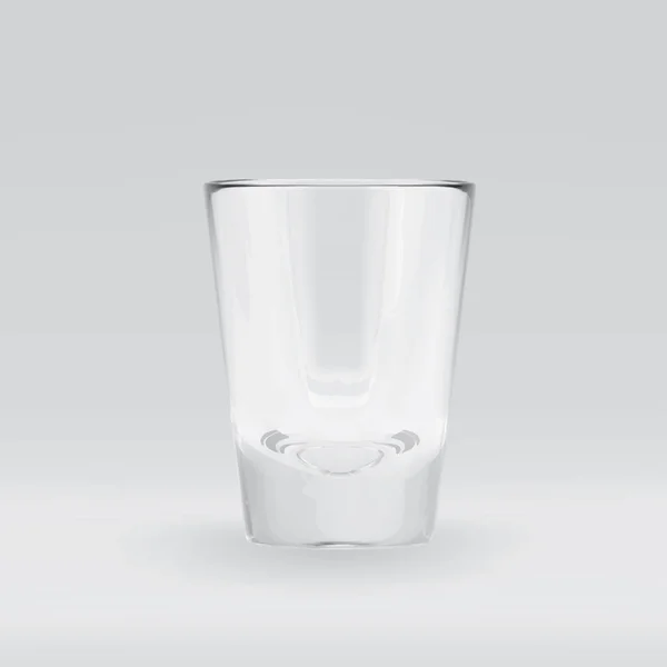 空の透明 バーでアルコールのショットを飲んでのシューティング グラスをレンダリングされます 空のガラス Shotglass 脚付きグラスの現実的なベクトル イラスト — ストックベクタ