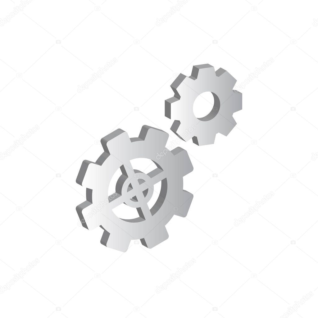 3d vector illustration of gears, cogwheels or cogs. Cog wheel as technical work, repair service and progress symbol