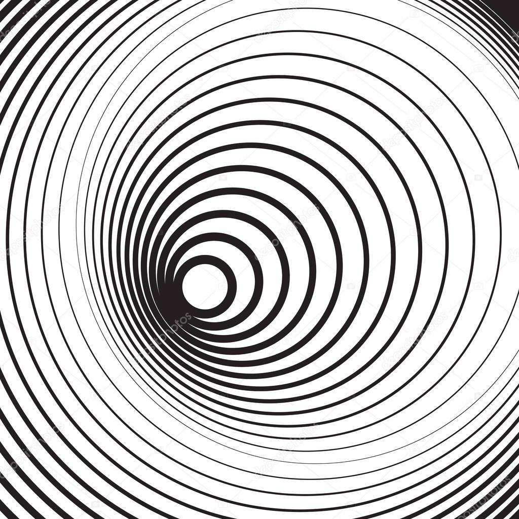 Black and white concentric line circle background. Wash and storm concept or simple vector illustration of ripple effect