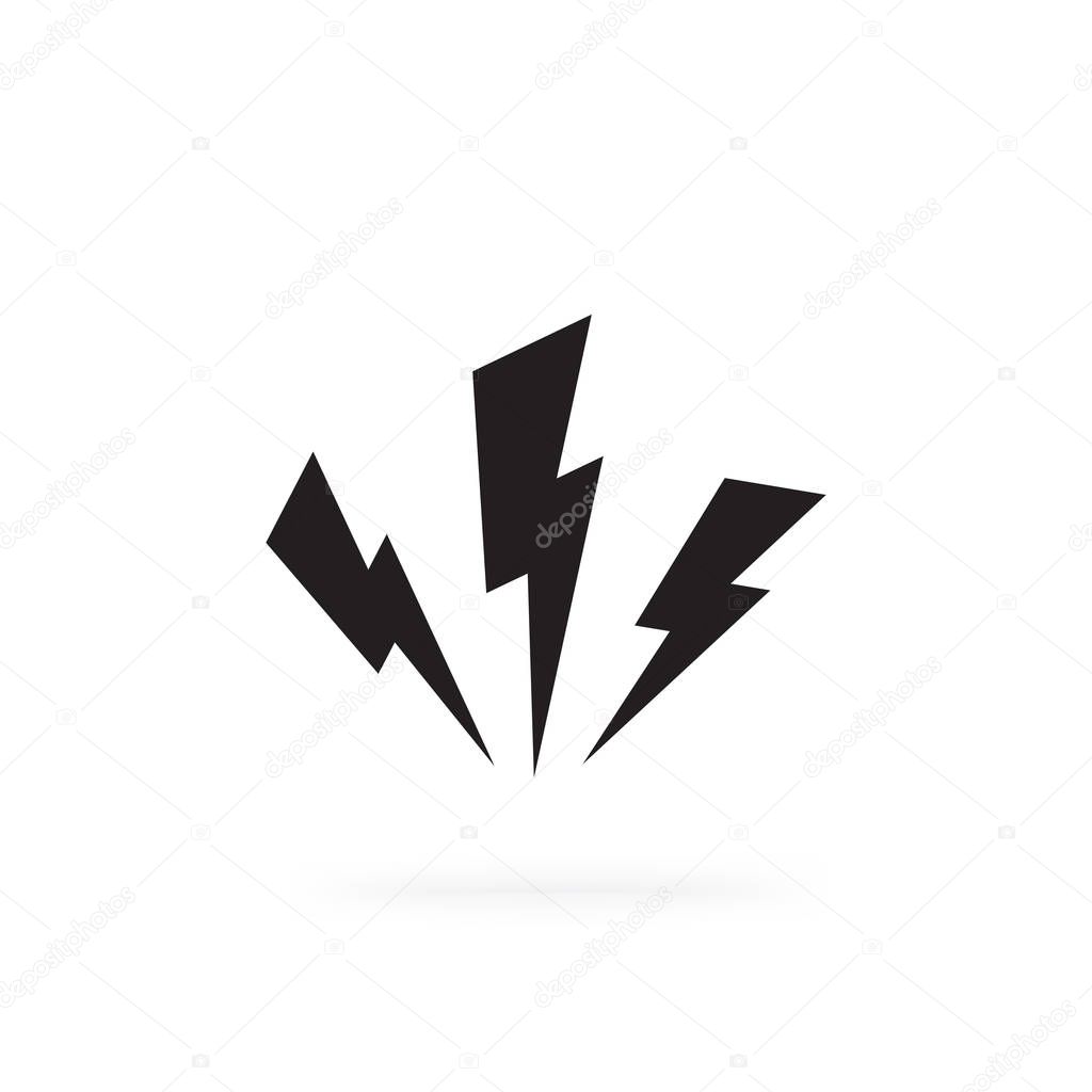 Black lighting strike simple vector icon isolated. Battery charger pictogram, lightning bolt concept or thunderbolt symbol