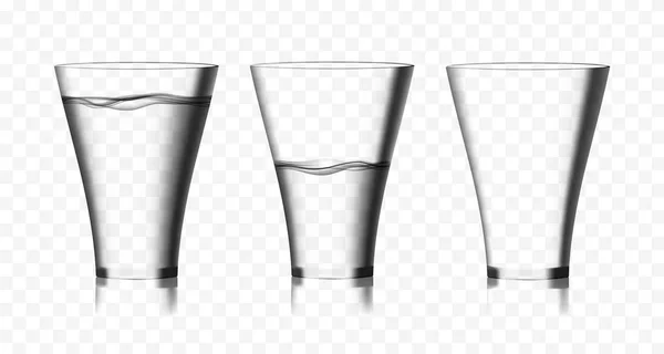 Dos Vasos Vectoriales Transparentes Agua Pura Vaso Vacío Vector Realista — Archivo Imágenes Vectoriales