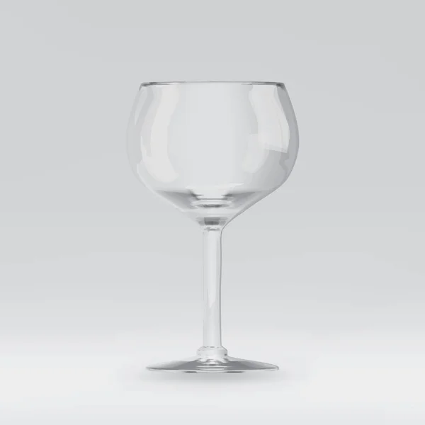 空透明的3D 渲染葡萄酒杯在餐厅饮酒 逼真的葡萄酒玻璃插图或模型的空白玻璃干器 — 图库矢量图片