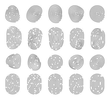 Benzersiz Parmak İzi veya Parmak İzi İşareti Vektör Simgesi İzole