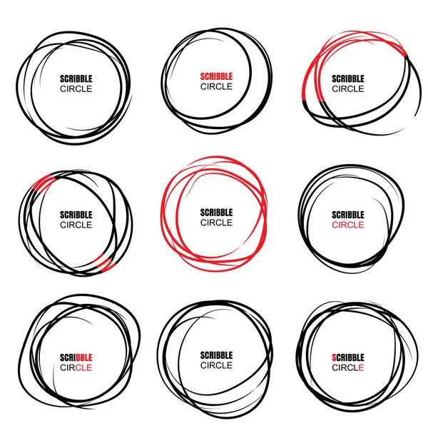 Raccolta di cerchi disegnati a mano o Scribble Circles — Vettoriale Stock