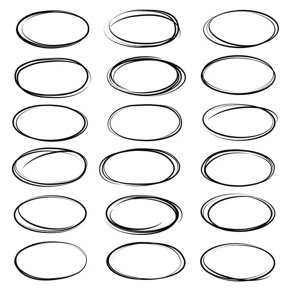 Hand getekende cirkel of scribble cirkels collectie — Stockvector