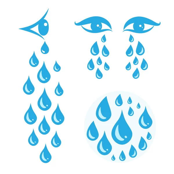 Modrý výkřik kreslené slzy ikona nebo kapky potu z očí — Stockový vektor