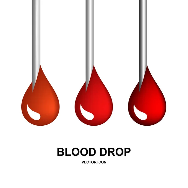 红色 Bood 滴图标或出血符号集合隔离 — 图库矢量图片